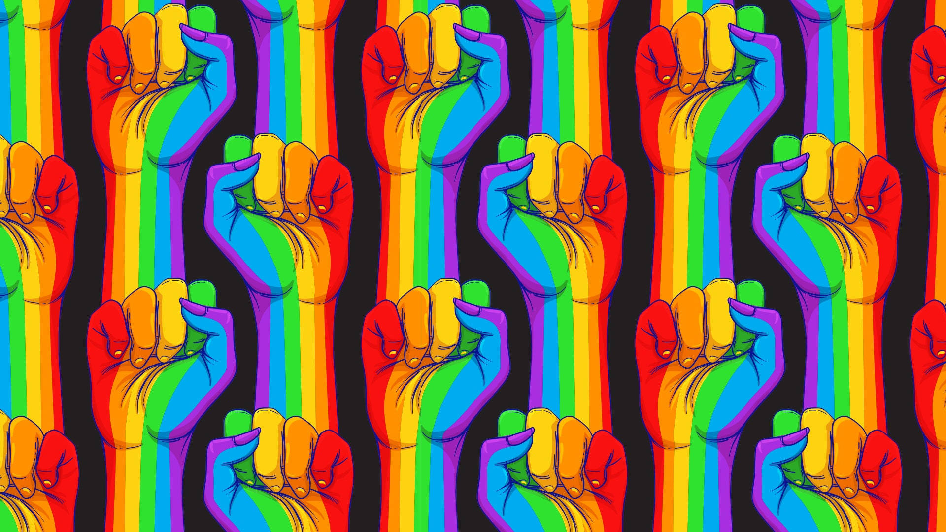 LGBT Raised Rainbow Fist Wallpaper