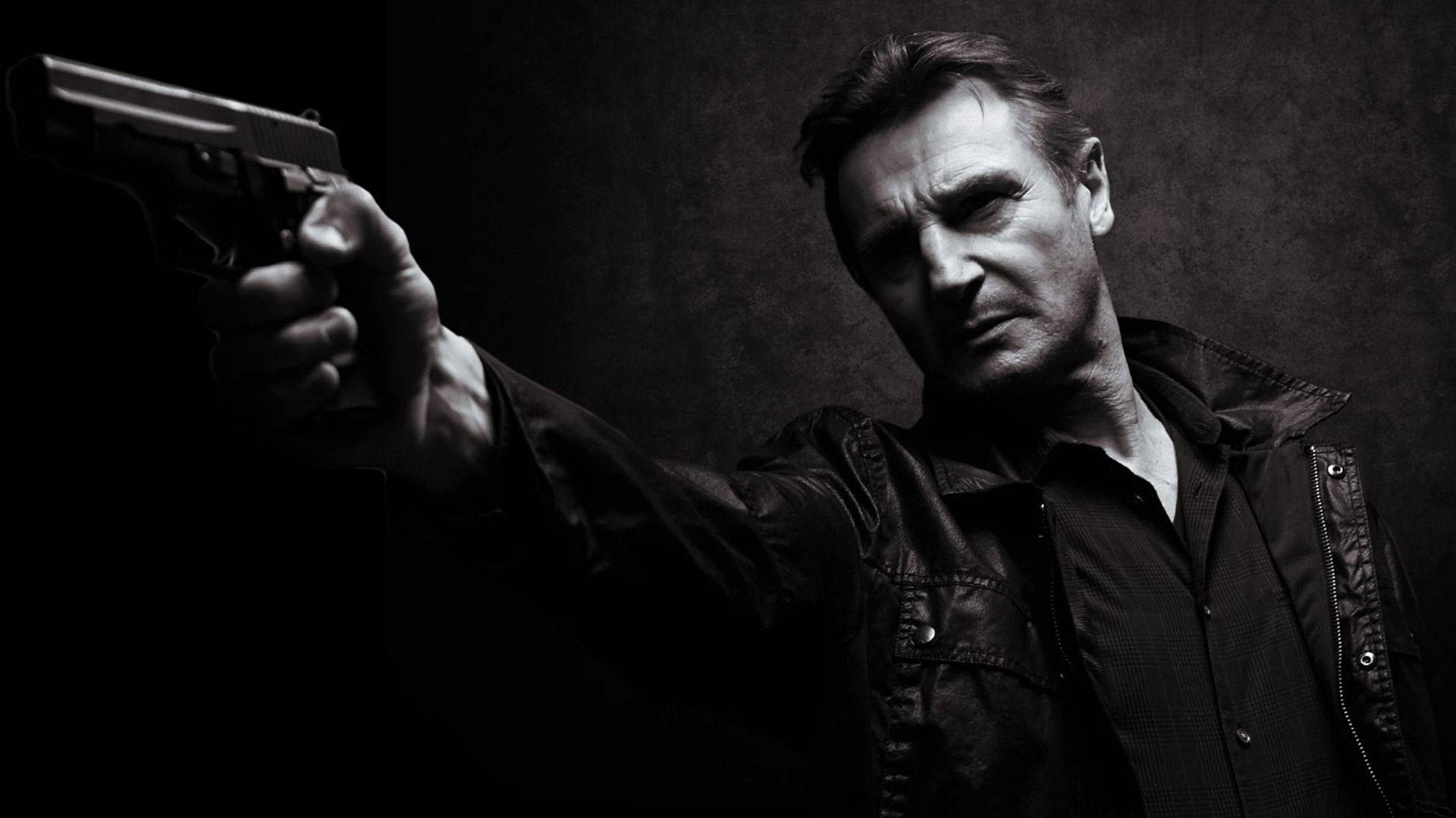 Liam Neeson Pointing Gun Taken Movie Wallpaper