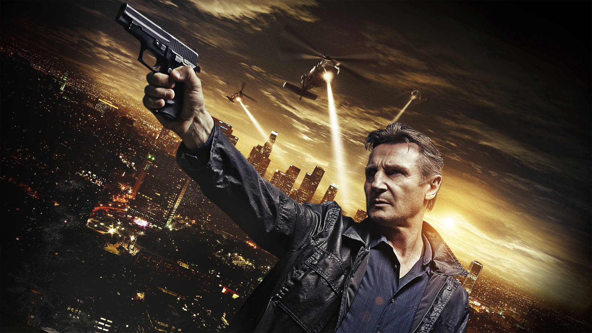 Liam Neeson Taget 3 Filmplakat Gun Pose Tapet Wallpaper