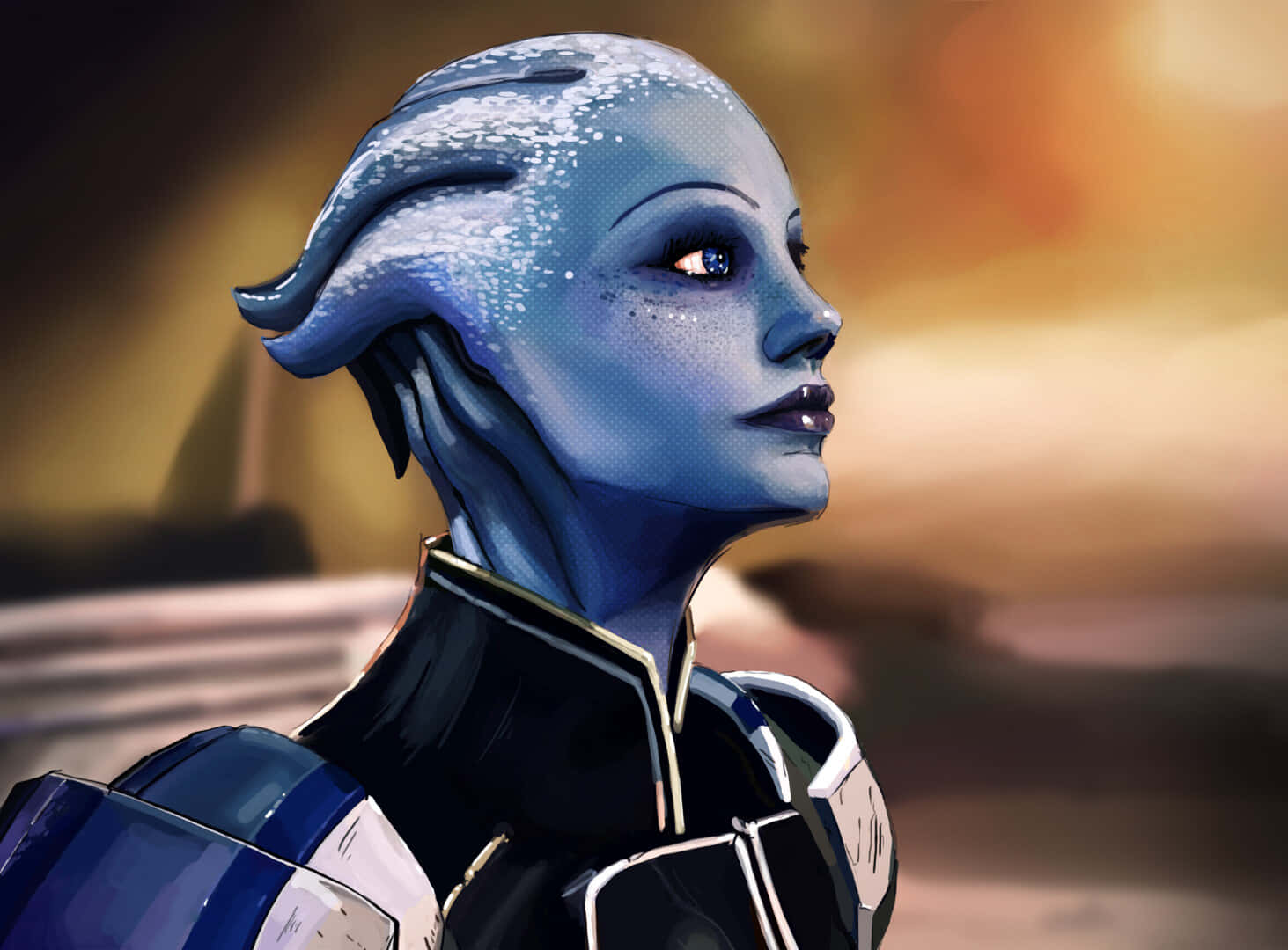 Liara T'soni in a Powerful Stance Wallpaper