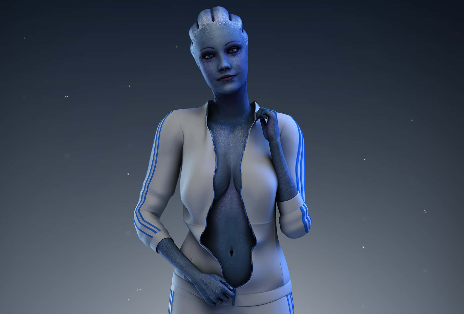 Liara T'soni striking a powerful pose in the Mass Effect universe. Wallpaper