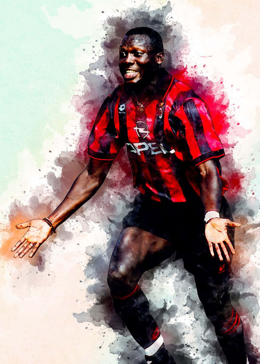 Liberian Footballer George Weah Paint Art Background