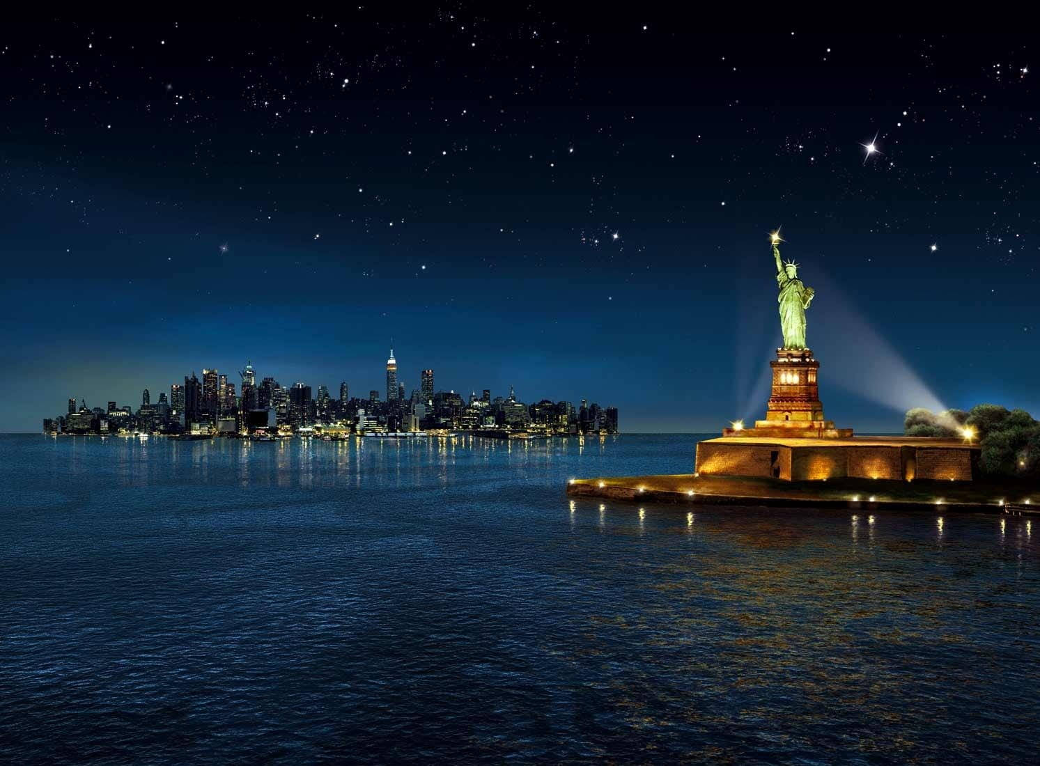 Liberty Island New York Night Iphone Wallpaper