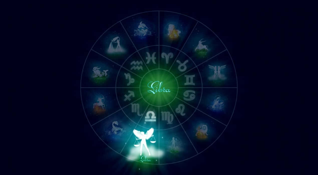 Beautiful libra zodiac symbol with vibrant background