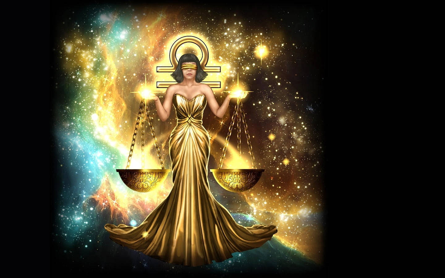 Libra Zodiac Golden Lady Picture