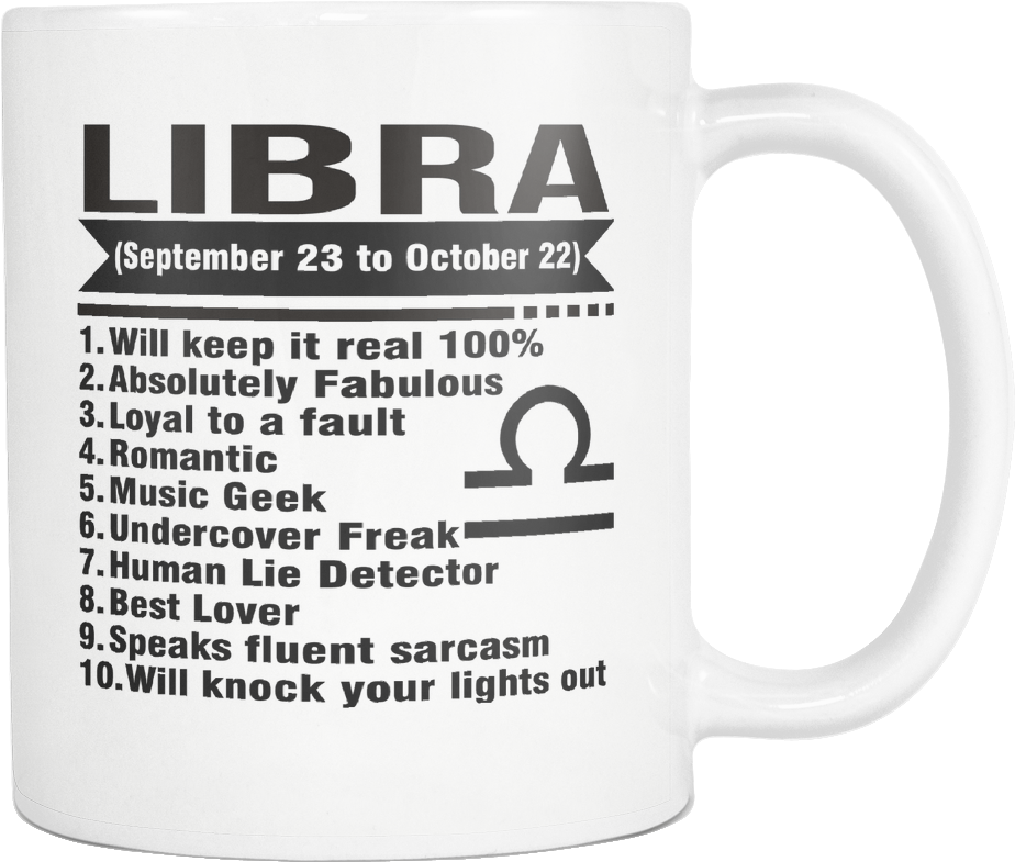Libra Zodiac Sign Characteristics Mug PNG