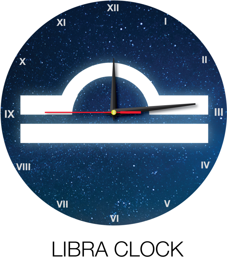 Libra Zodiac Sign Wall Clock PNG