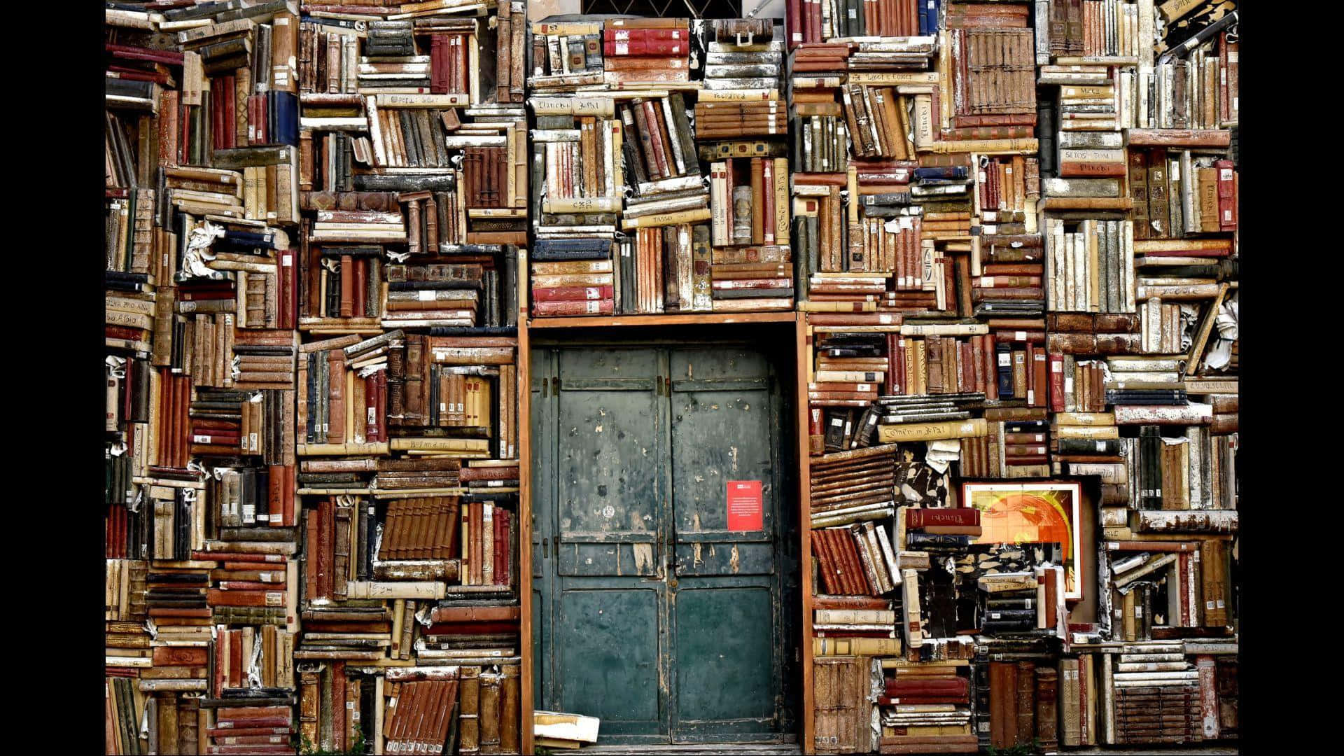 Wall Made Of Books Library Background