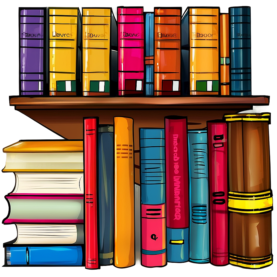 Library Books Vector Scene Png 06262024 PNG