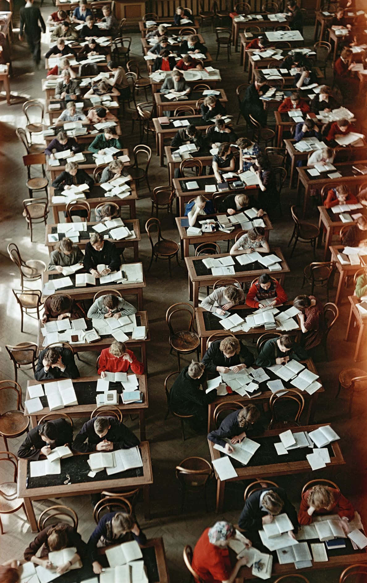 Students Taking Quizzes Inside A Library Picture