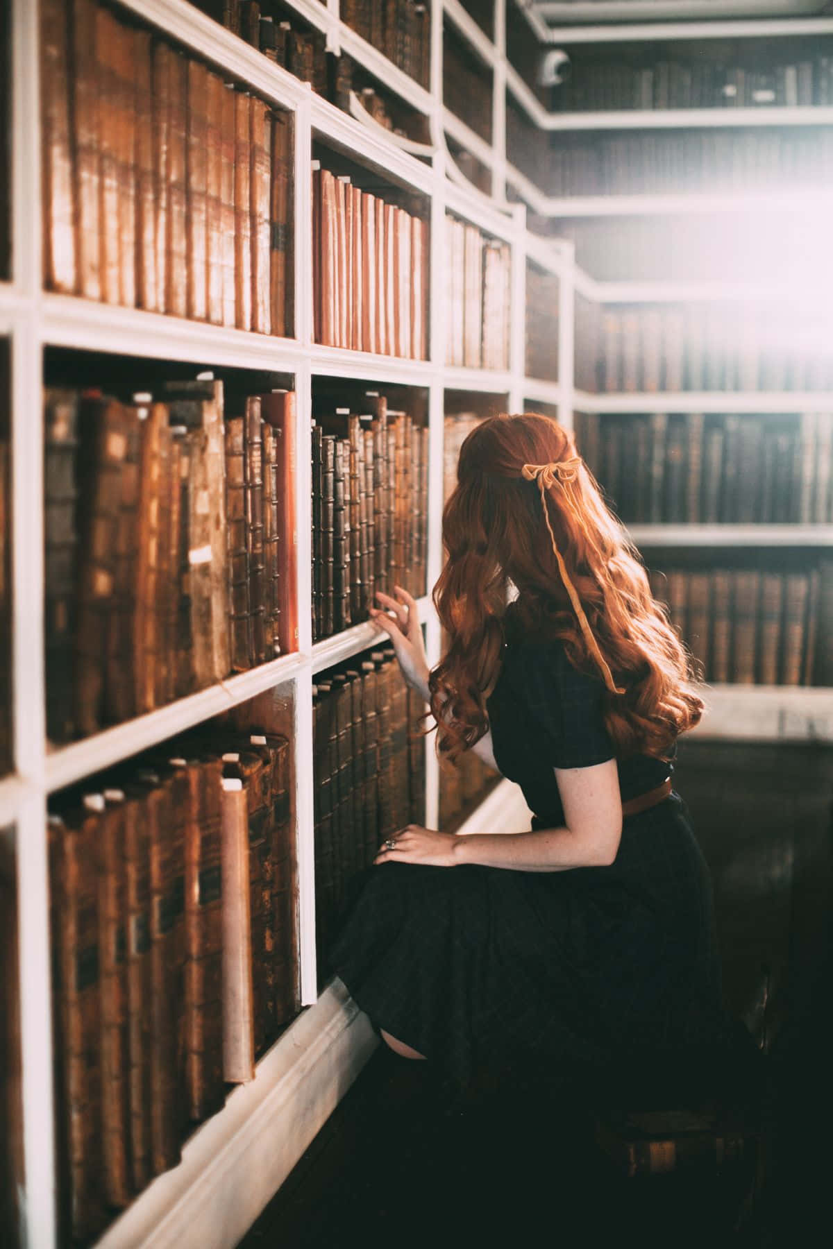 Woman Choosing A Book In Library Picture