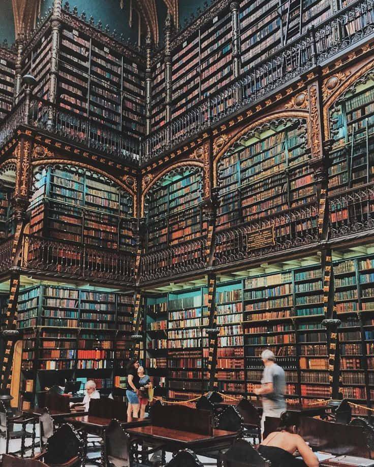 Kungligaportugisiska Läsesalen Biblioteksbild.