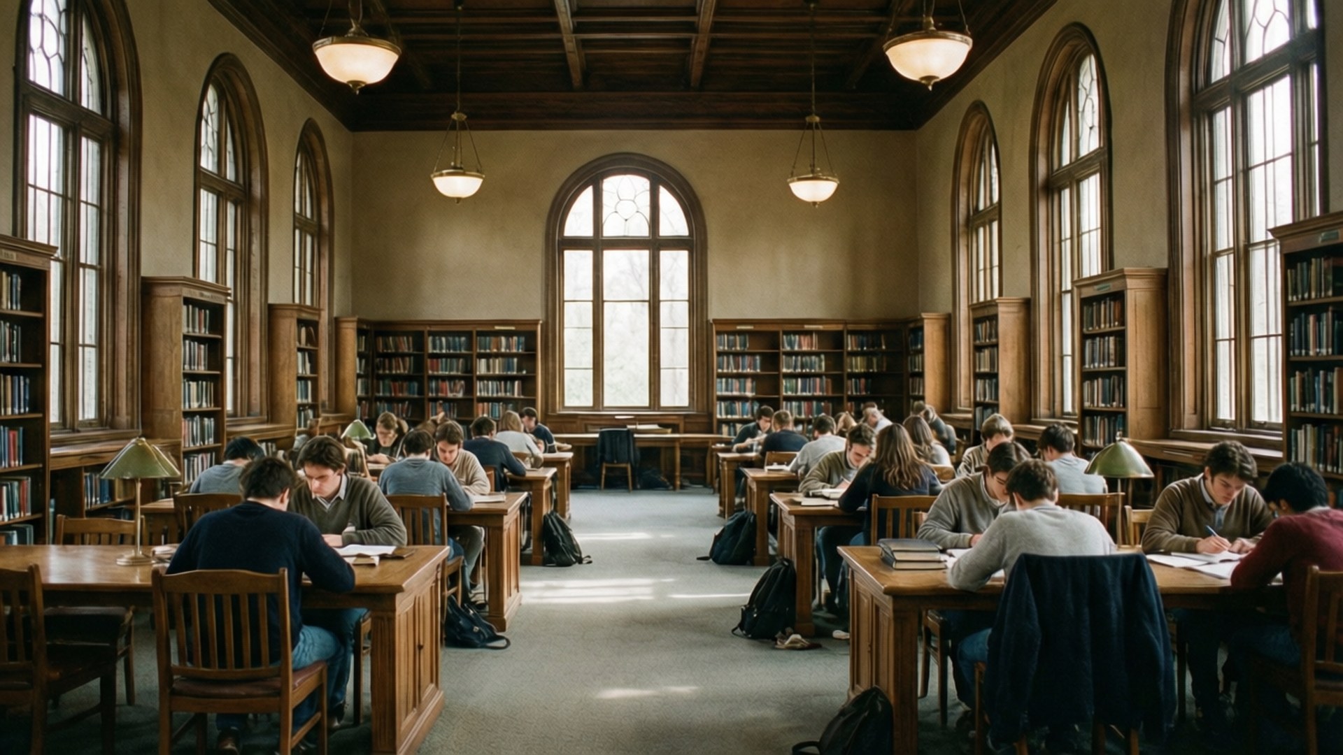 Inne i Baker-Berry Library ved Dartmouth College, en stille studiescene.