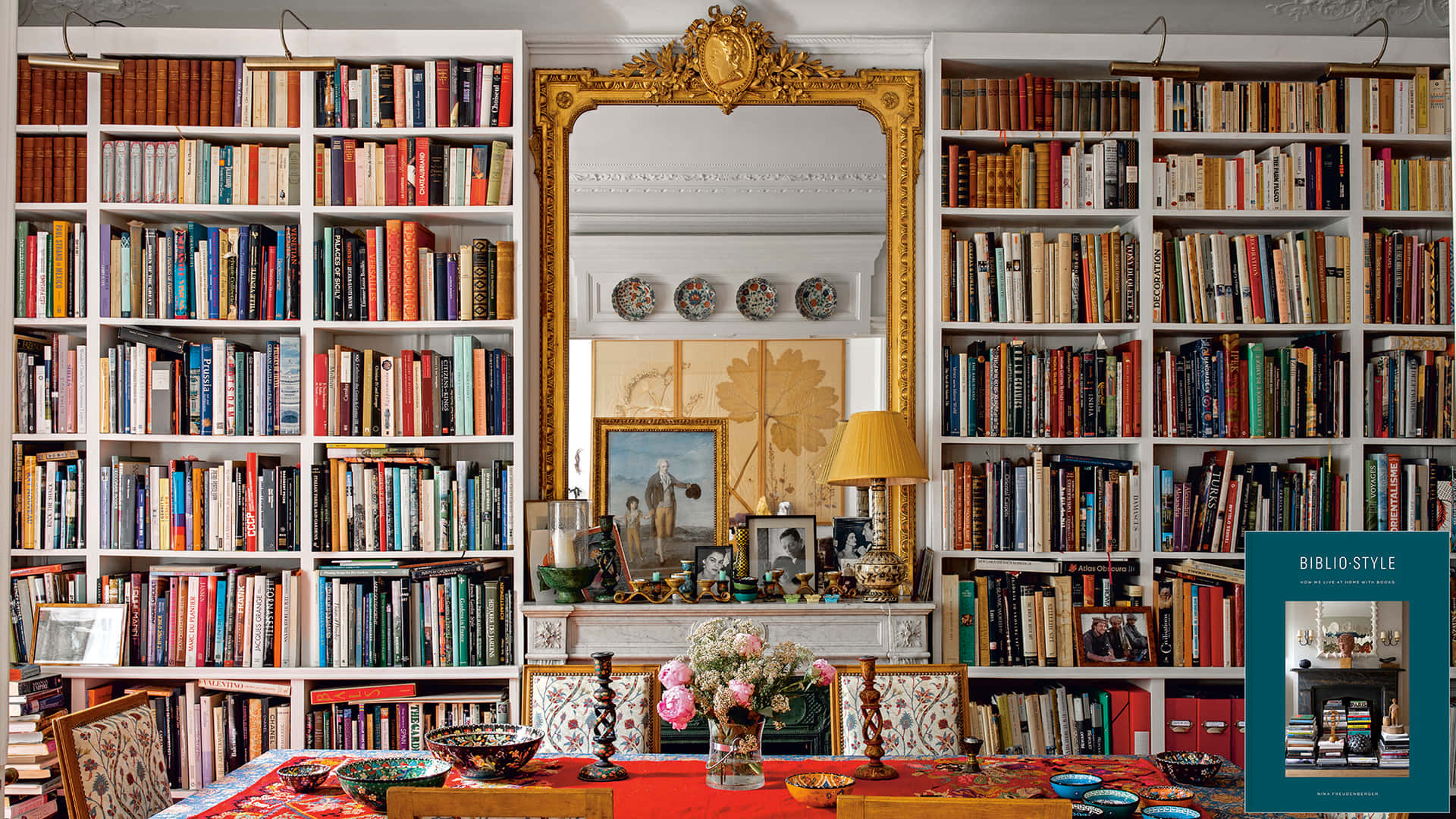 A Large Bookcase With Books On It