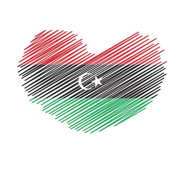 Libyan Flag Heart Sketch PNG