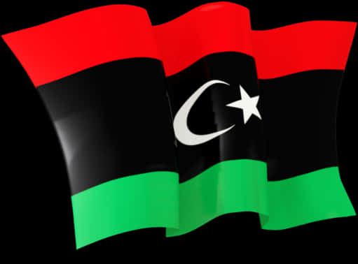 Libyan Flag Waving Graphic PNG