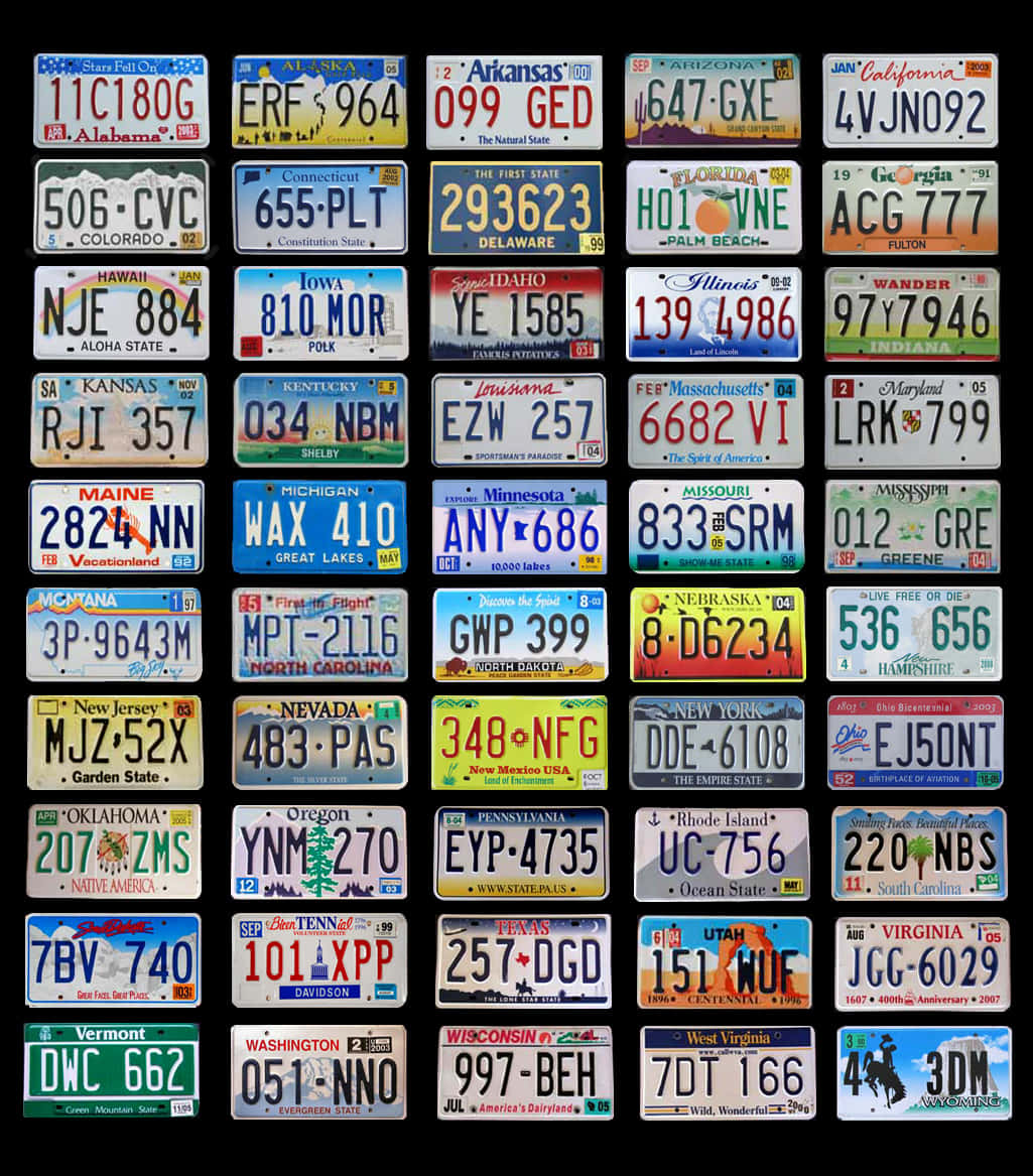 A Collection Of License Plates