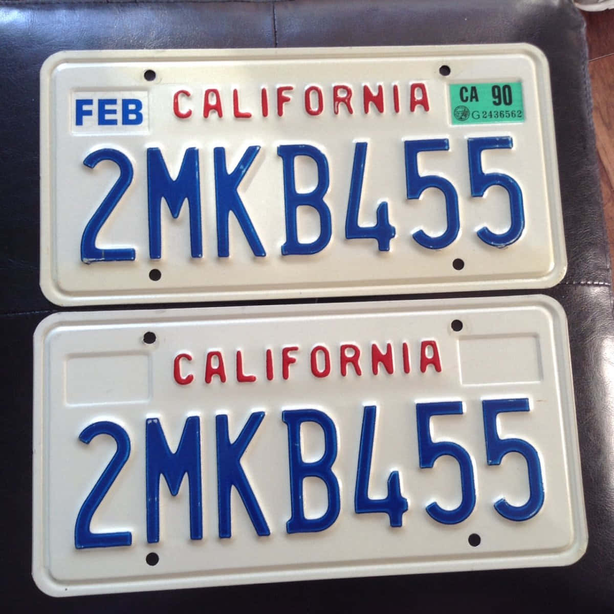 Blue White California License Plate