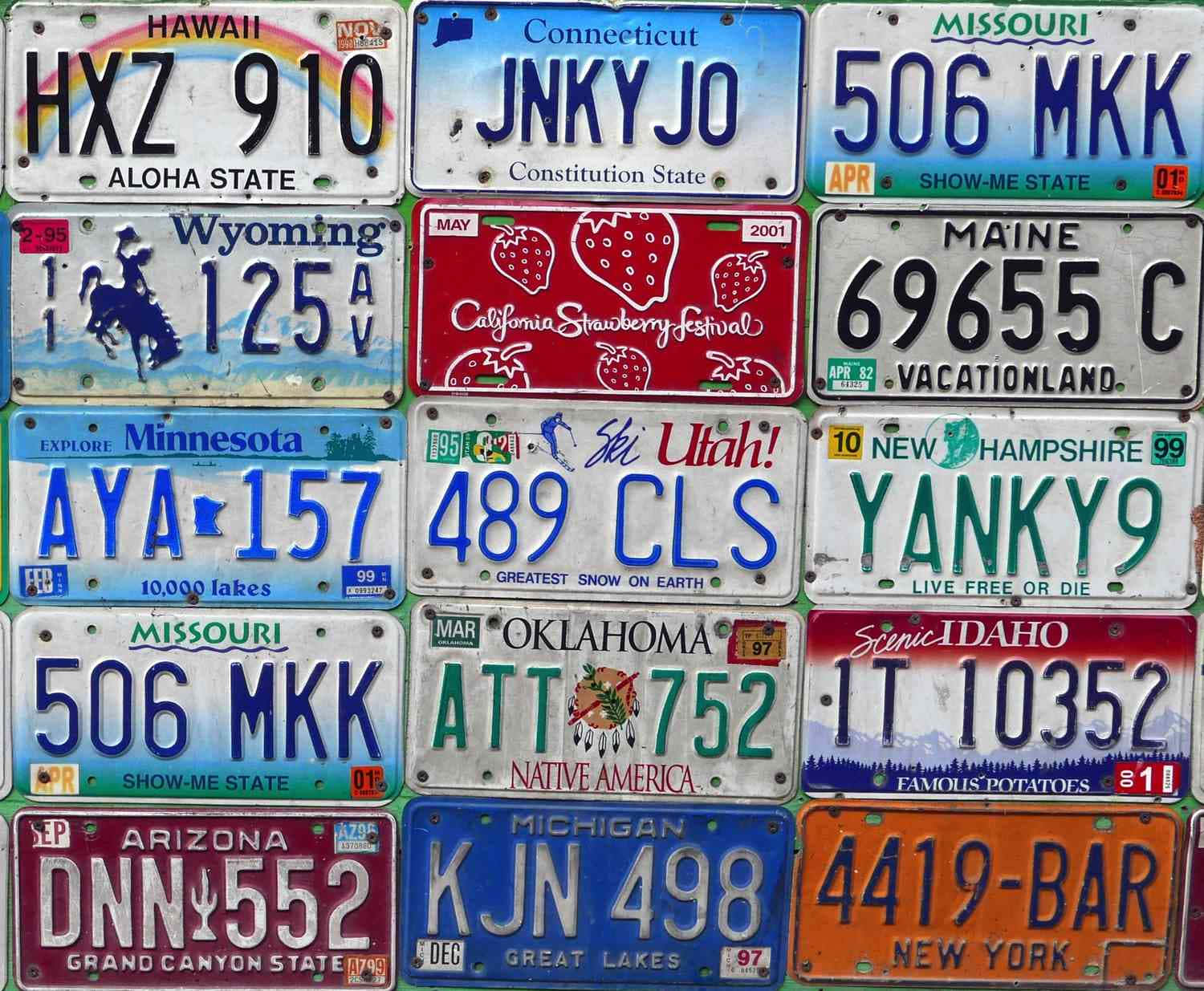 Colorful Collection American License Plate