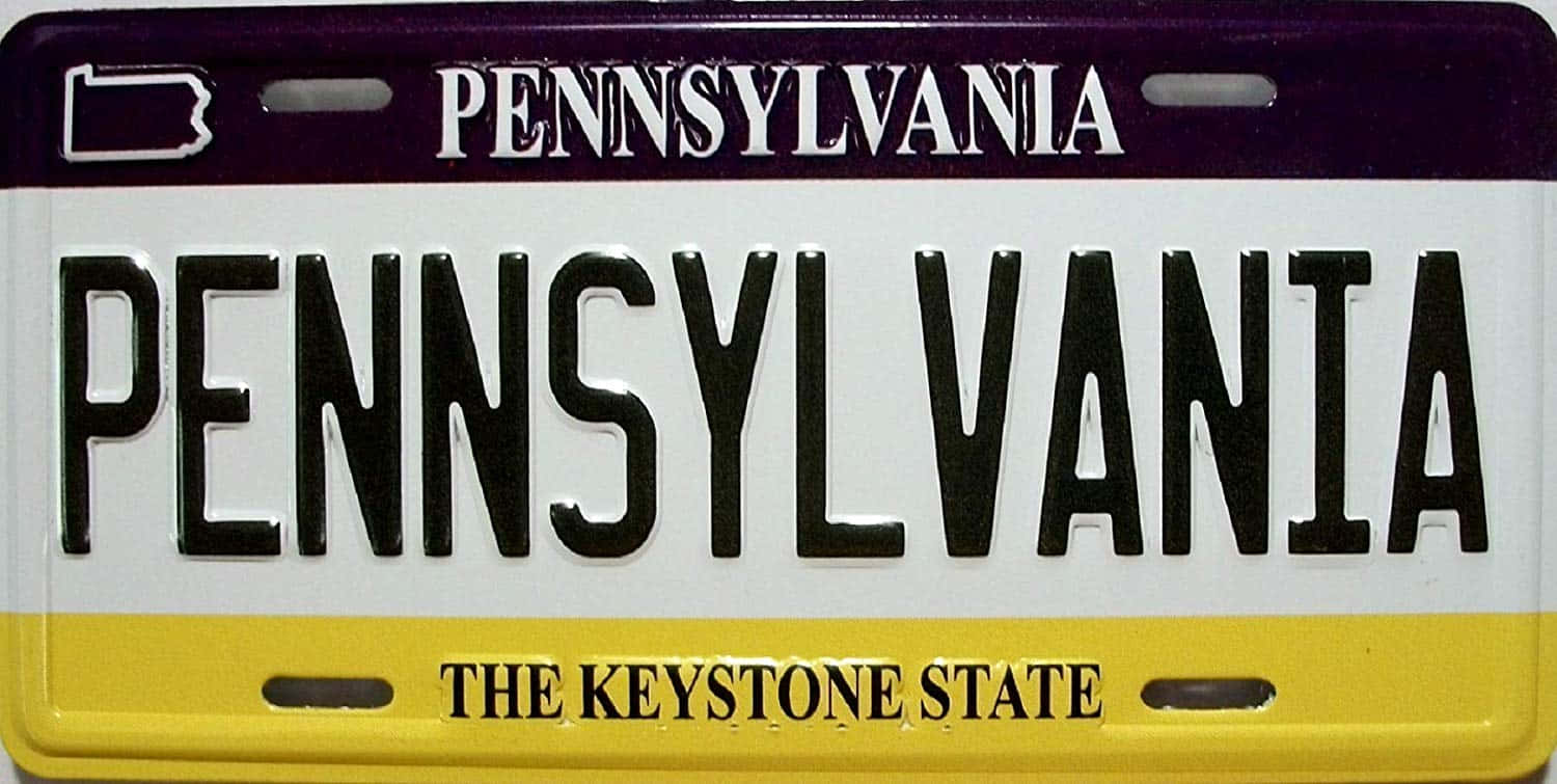 Pennsylvania License Plate With The Word Pennsylvania