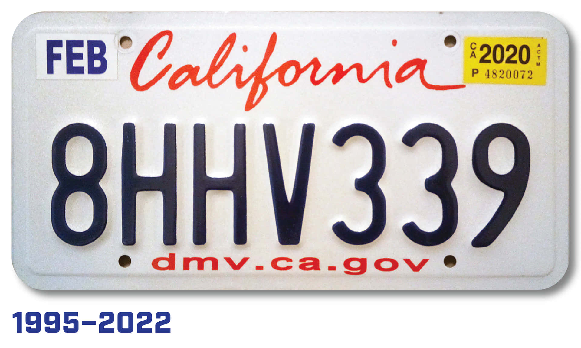 White Red California License Plate