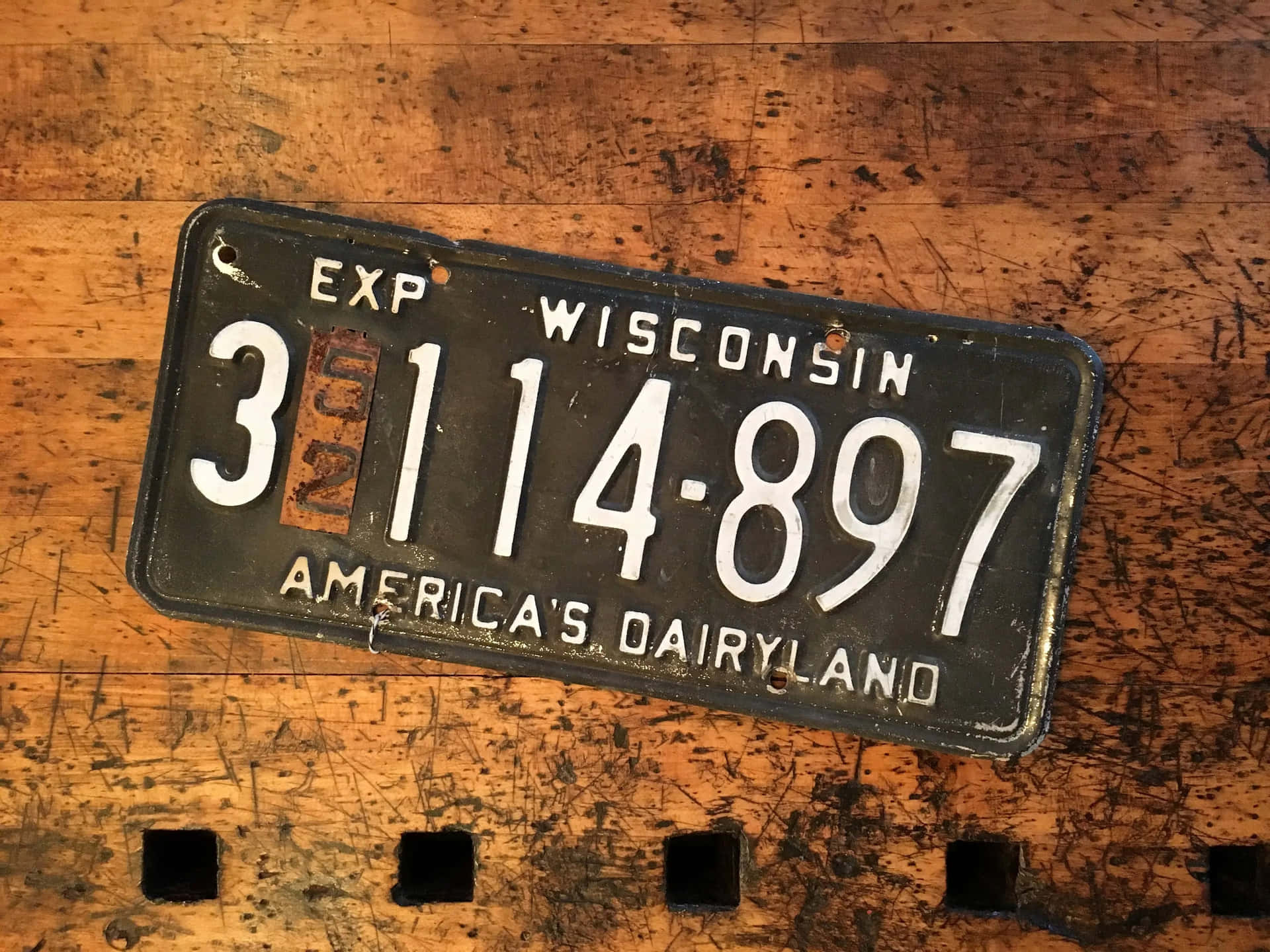 Black White Wisconsin License Plate