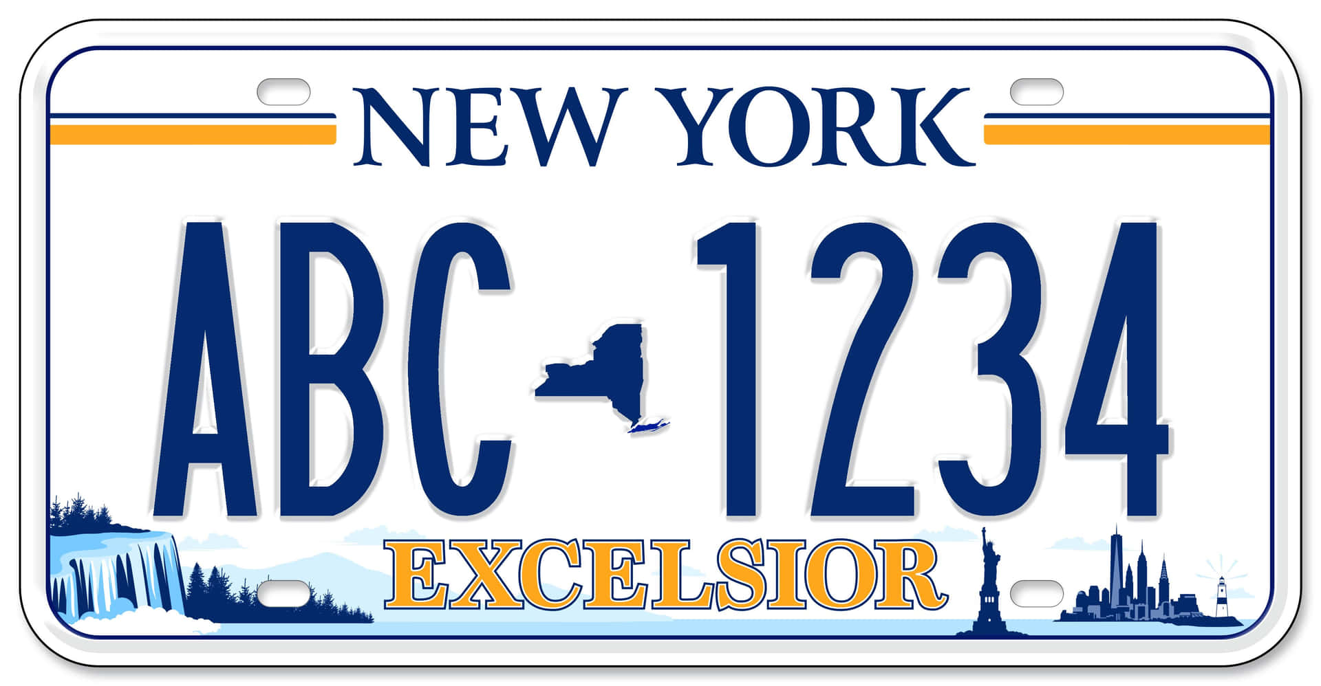New York License Plate 1234