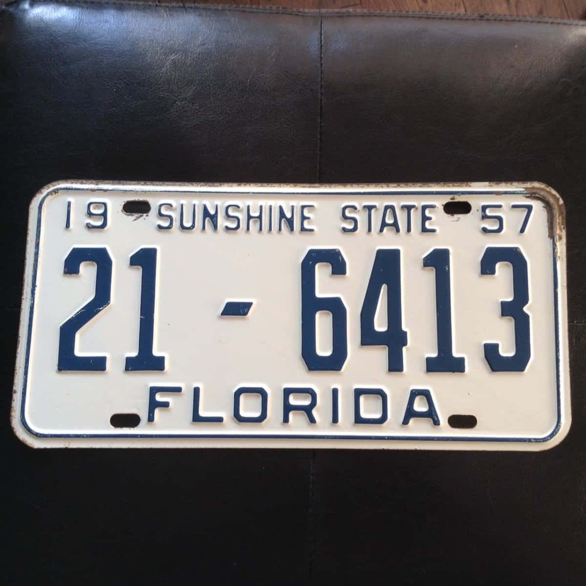 Vintage Florida License Plate Black Leather