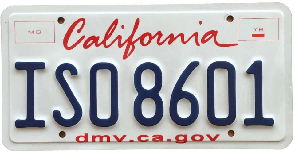 White California Iso License Plate