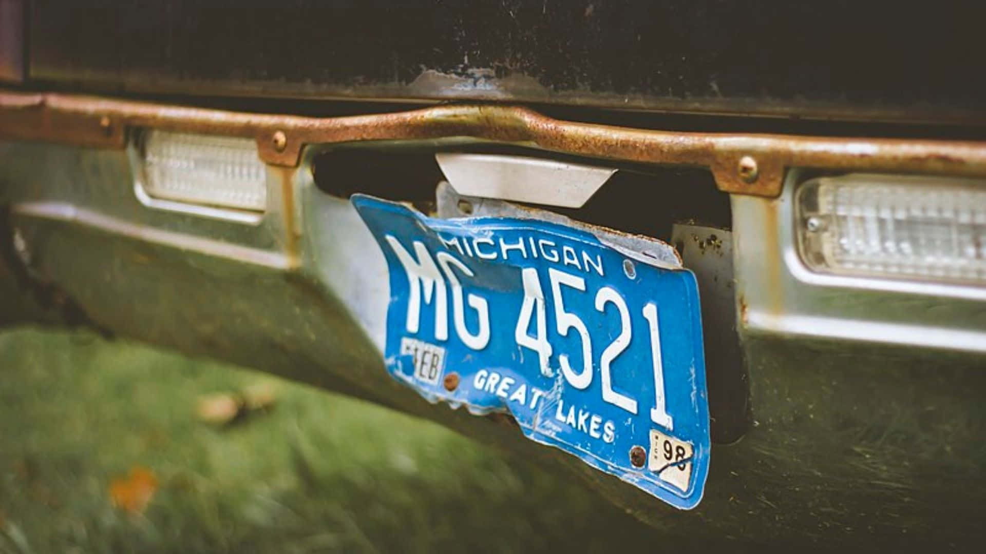 Blue Michigan Crumpled License Plate