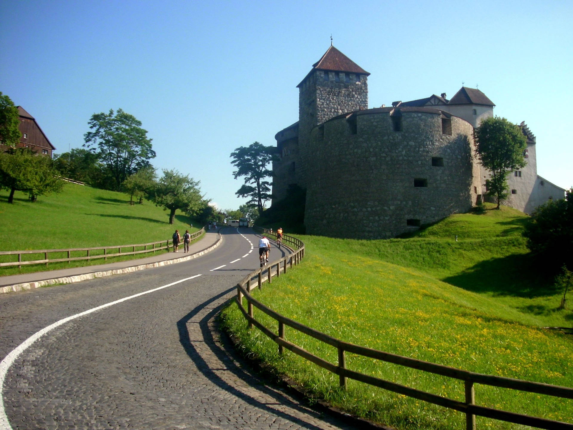 Liechtensteincarretera Del Castillo De Vaduz Lado. Fondo de pantalla