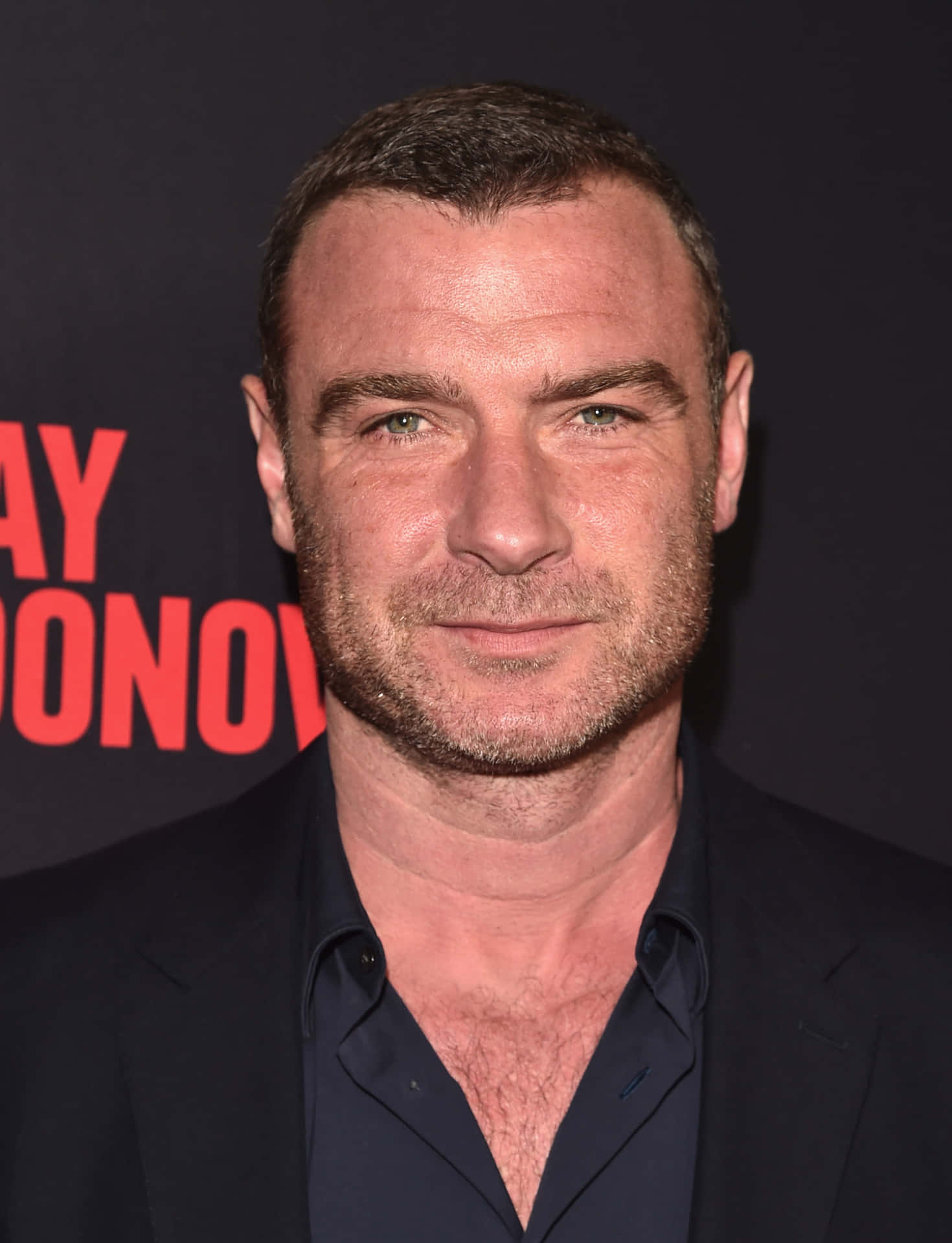 Pensive Liev Schreiber in a black-and-white shot. Wallpaper