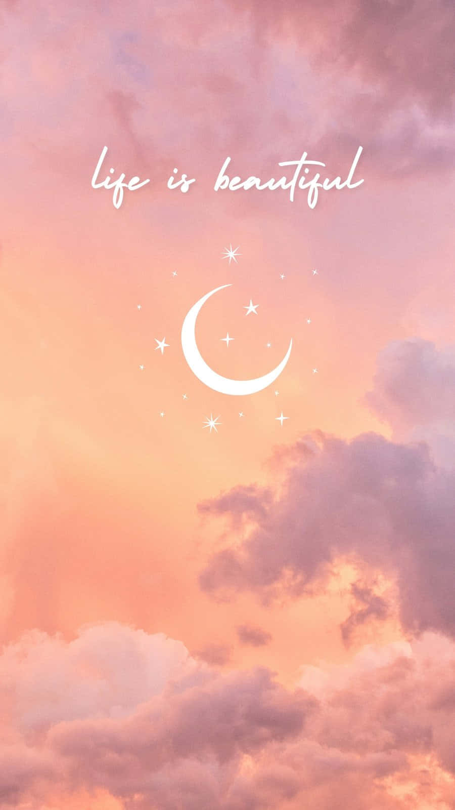 Life Is Beautiful Typography With Cute Stars Wallpaper