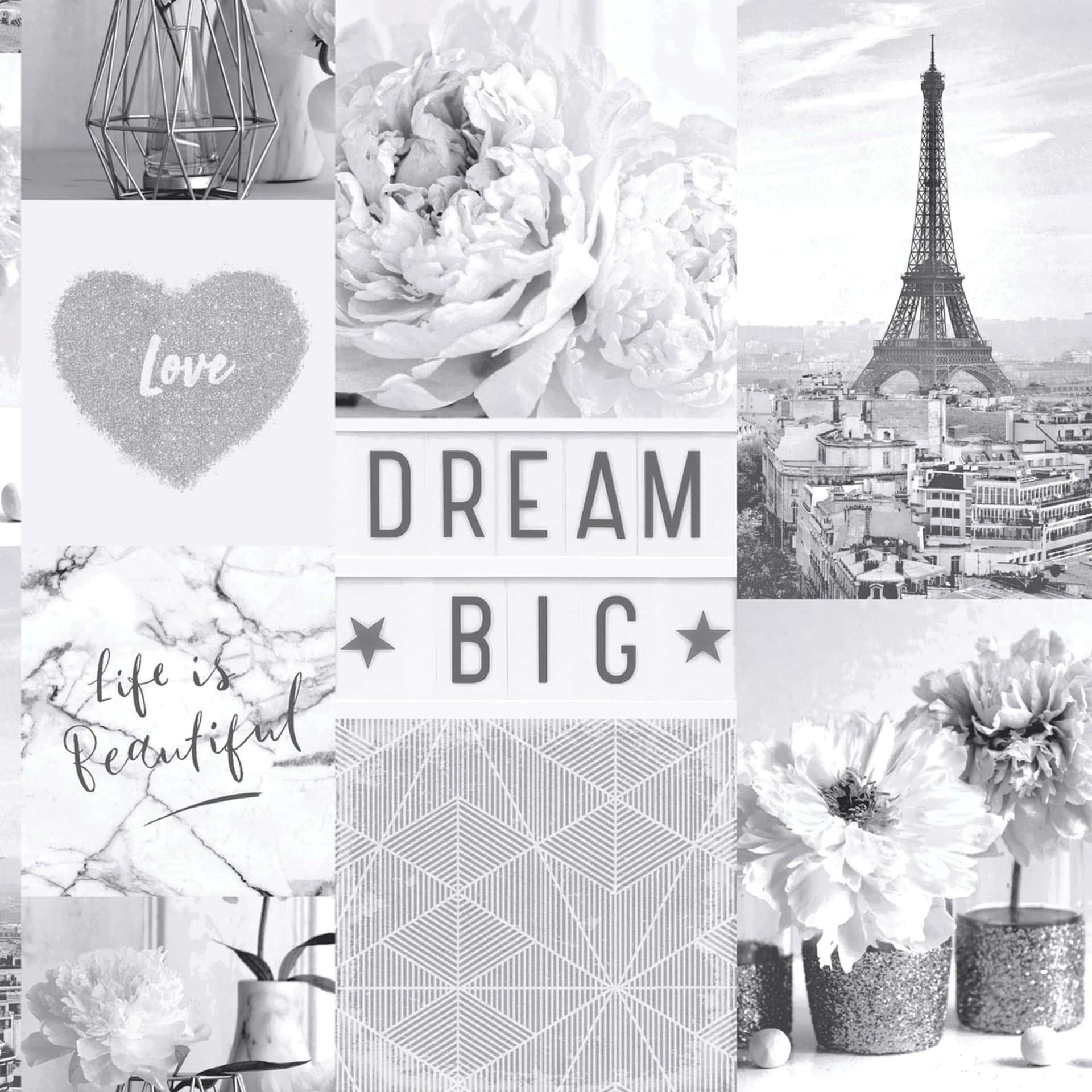 Life Is Good Monochrome Collage Wallpaper