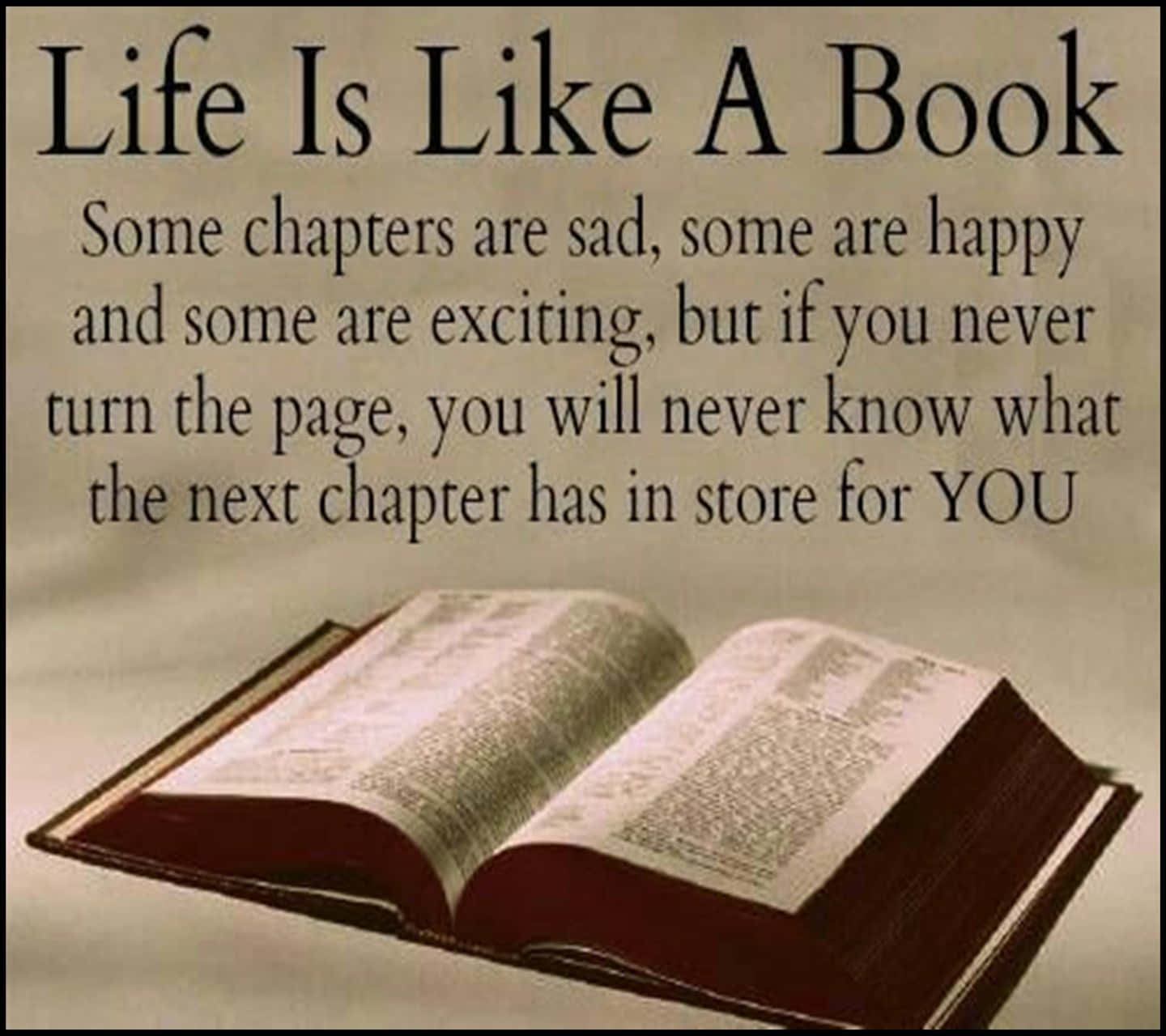 Life Is Like A Book Inspirational Quote Wallpaper