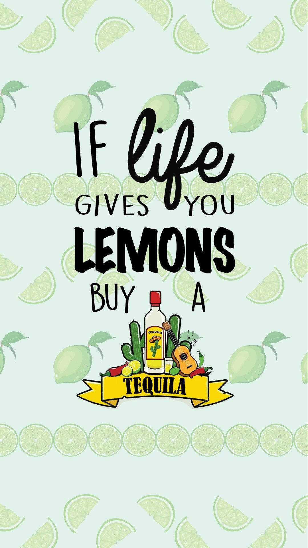 Liv, citroner og tequila-citat tapet Wallpaper