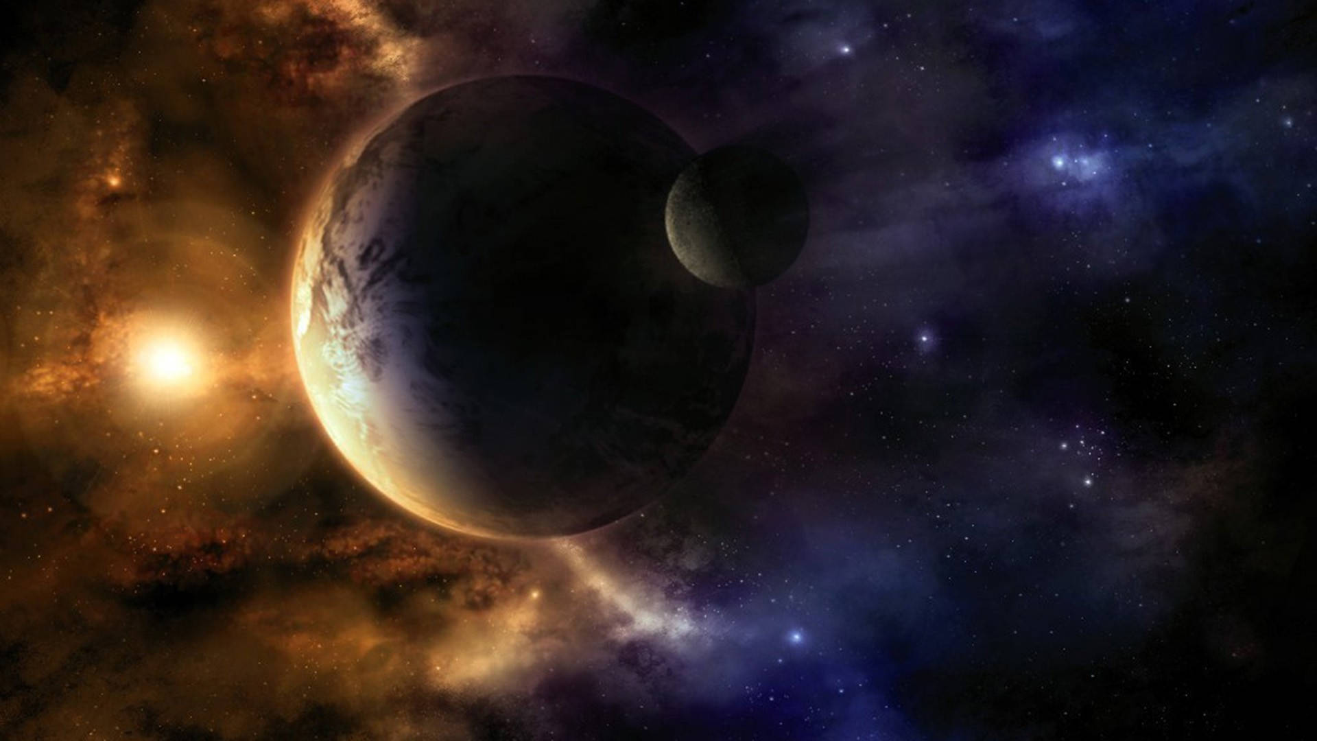 Espaciode Planetas Claro Y Oscuro Para Pc Fondo de pantalla