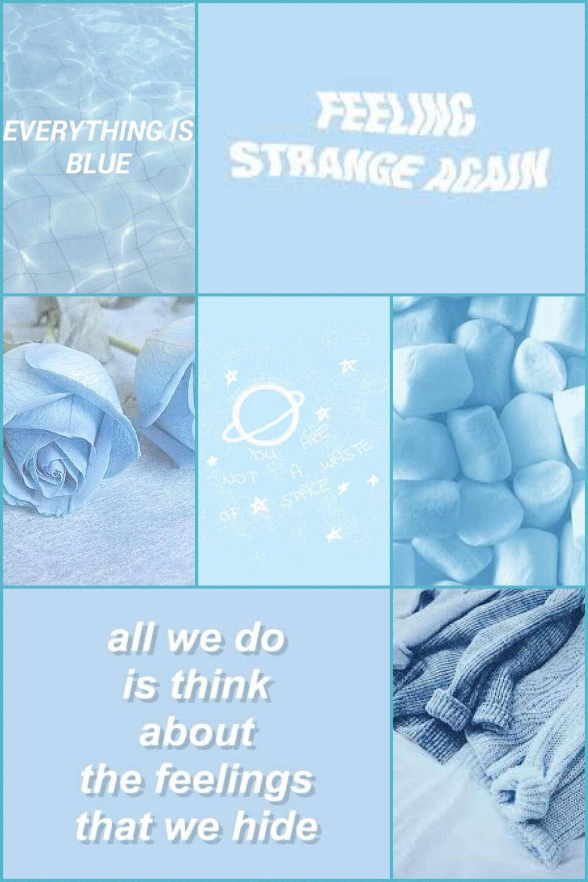 Light Blue Aesthetic iPhone Collage Wallpaper