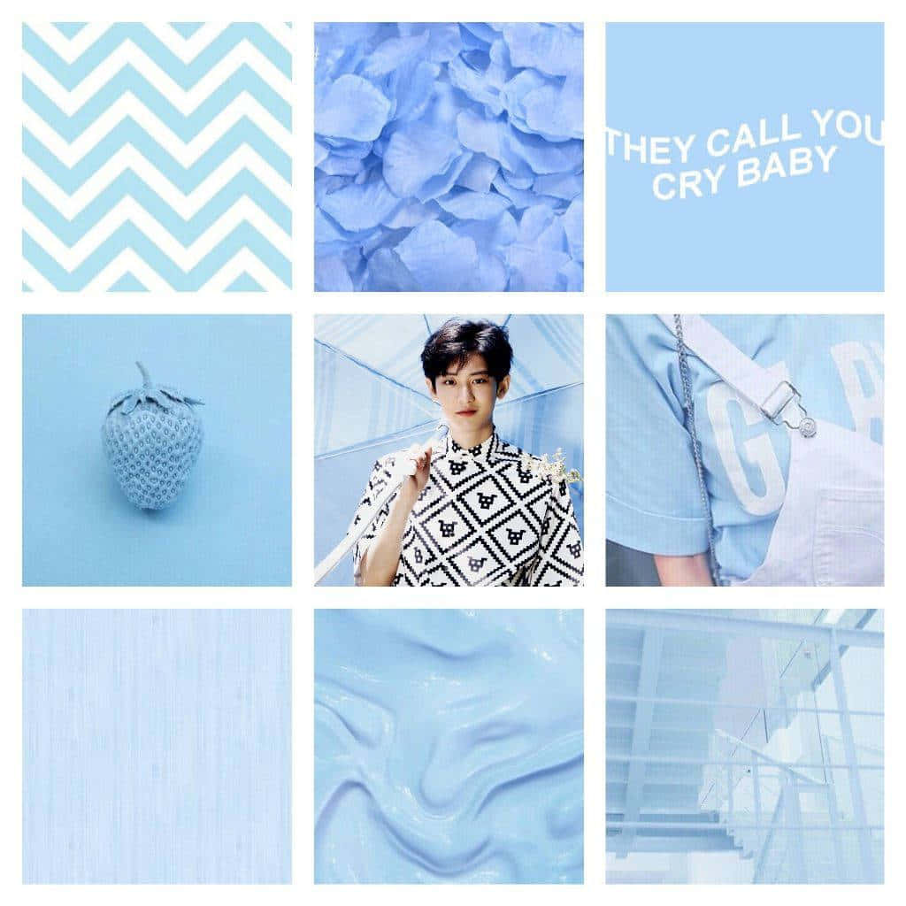 A Collage Of Blue And White Pictures With The Words They Call Cry Baby