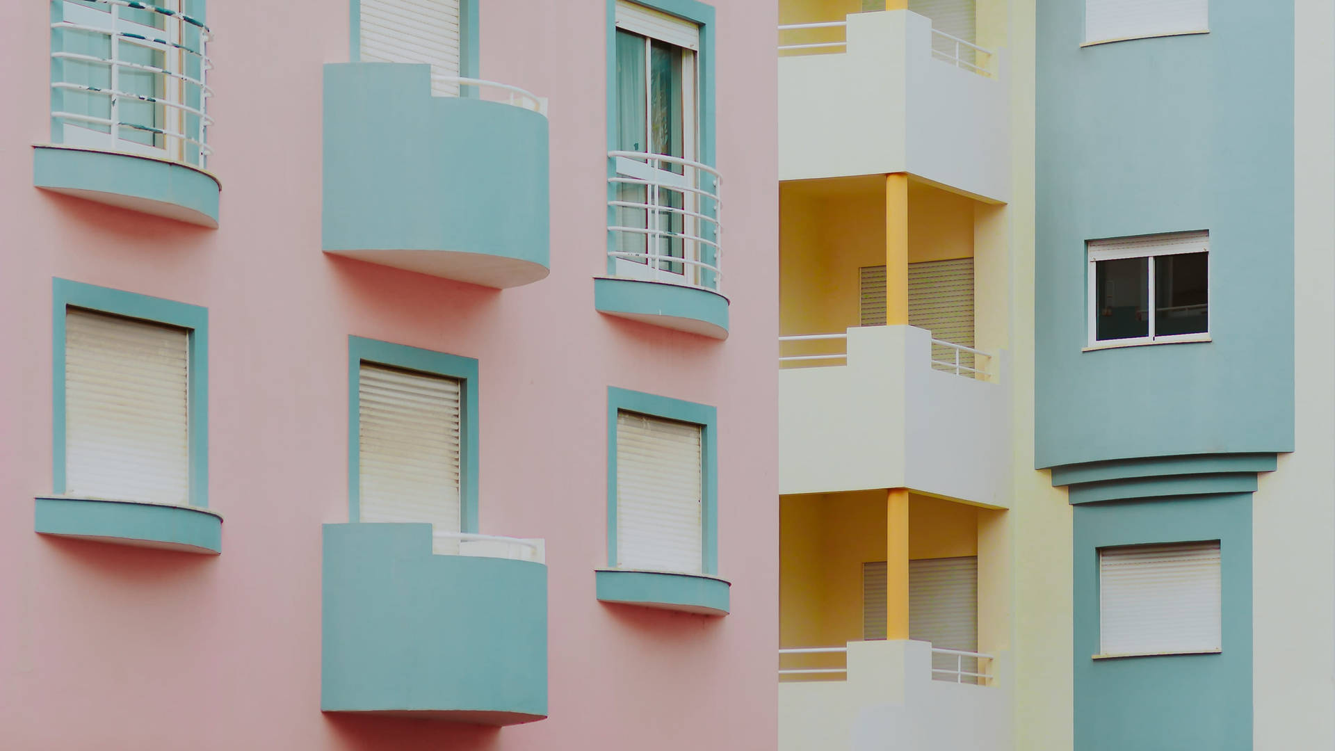 Light Blue And Pink Building