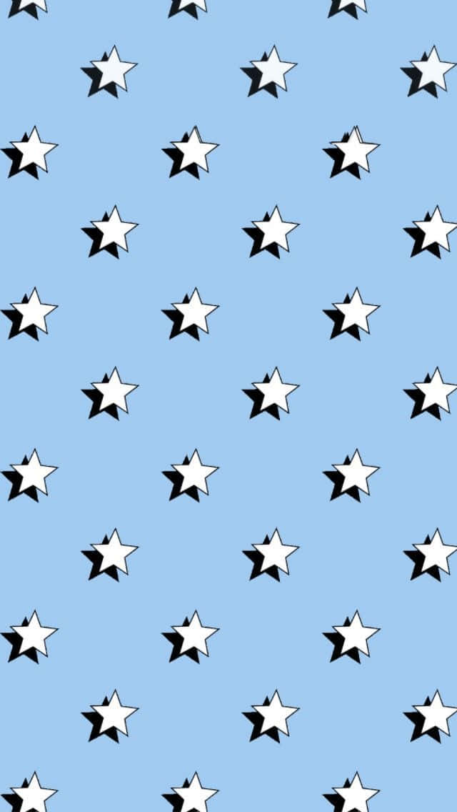 Light Blue Backgroundwith Whiteand Black Stars Pattern Wallpaper