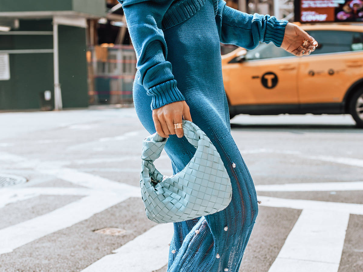 Light Blue Bottega Veneta Handbag Background