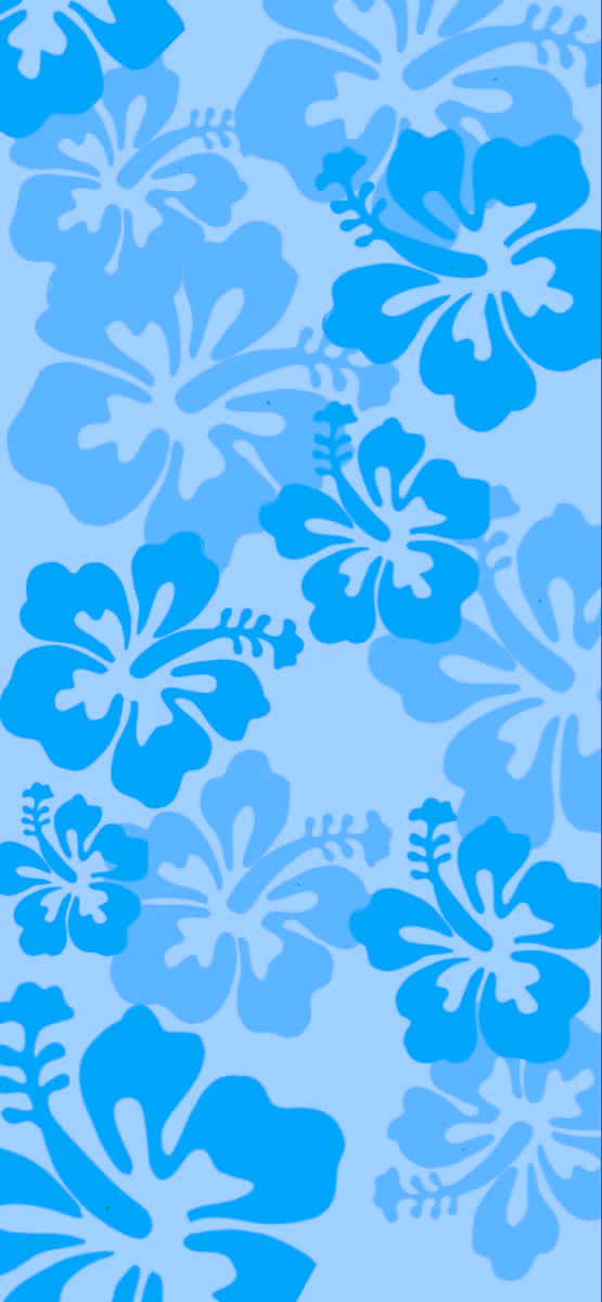 Light Blue Hawaiian Floral Pattern Wallpaper