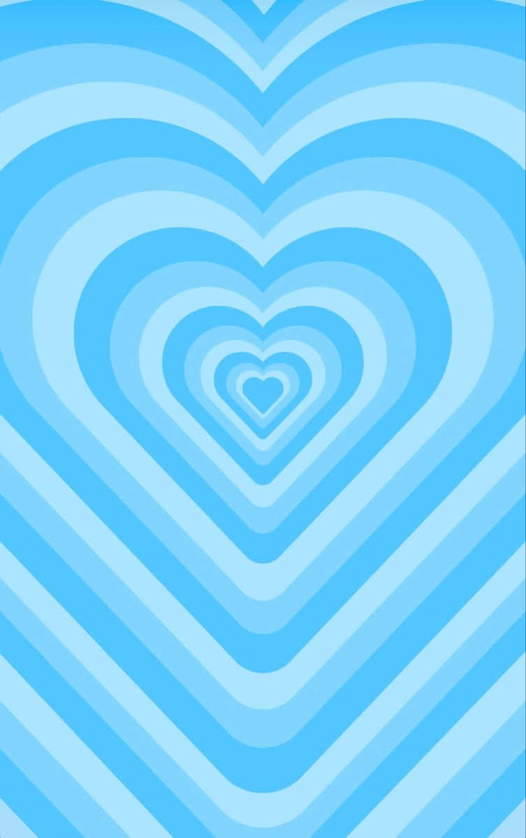Light Blue Heart Concentric Pattern Wallpaper