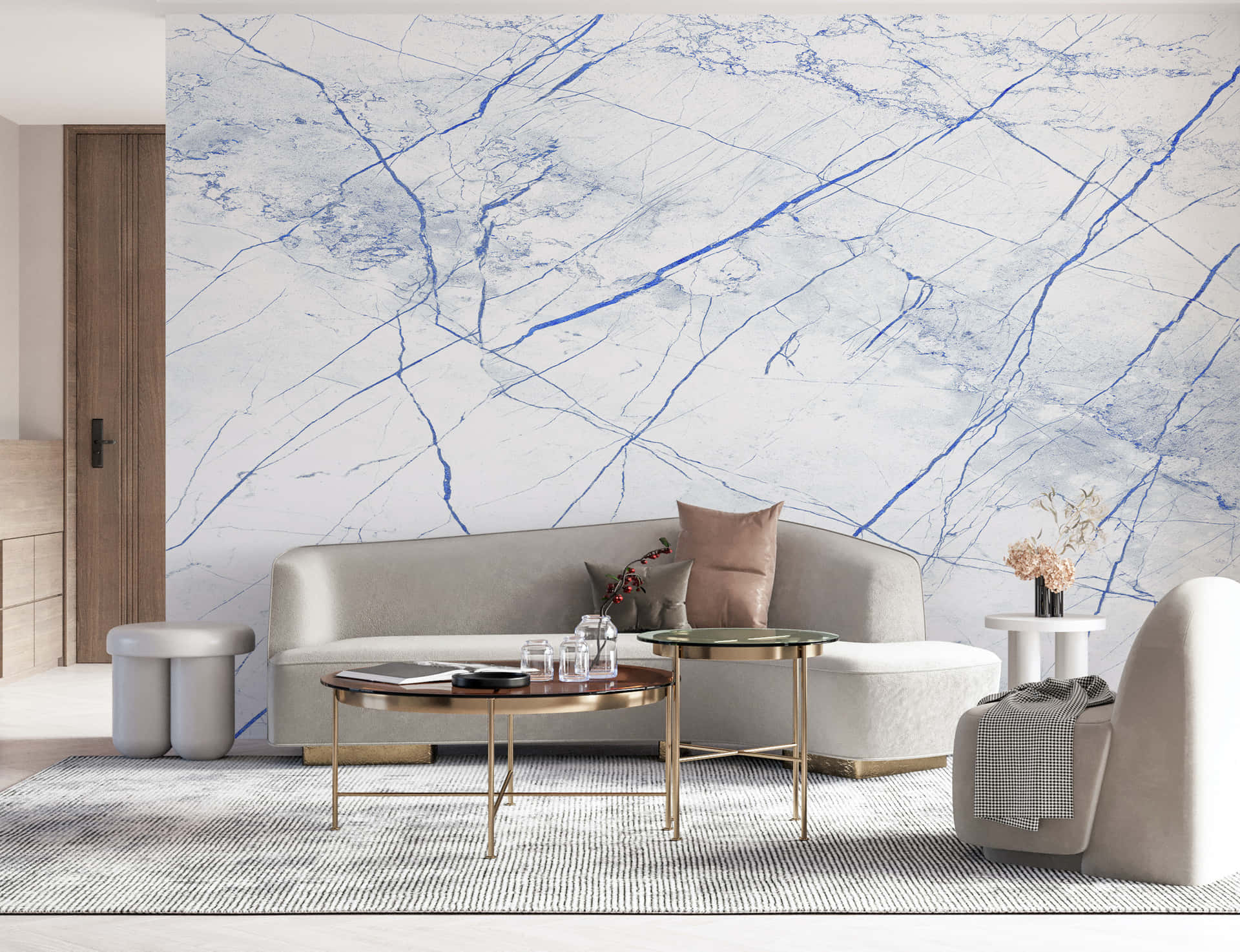 Light Blue Marble with Veins of White Wallpaper