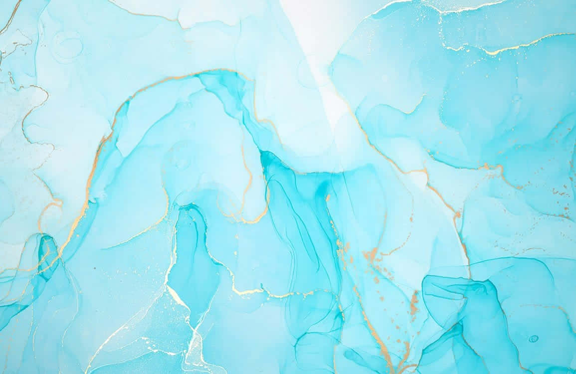 Light Blue Marble With Yellow Outlines Wallpaper