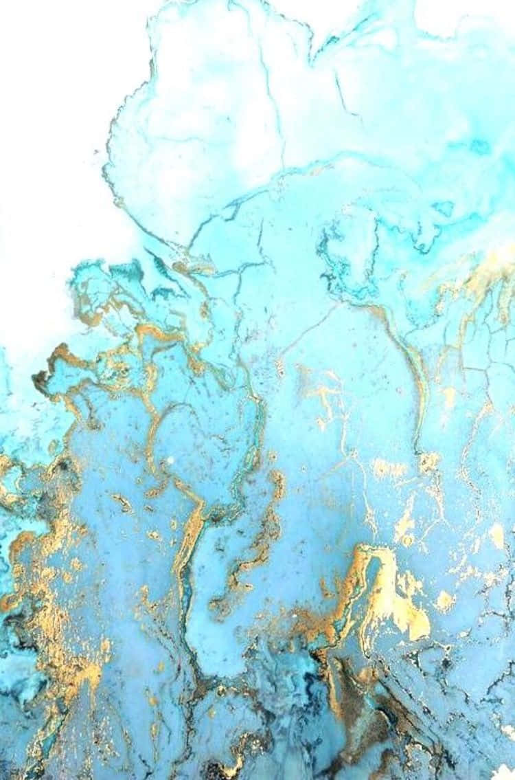 Light Blue Marble With Golden Accents Wallpaper