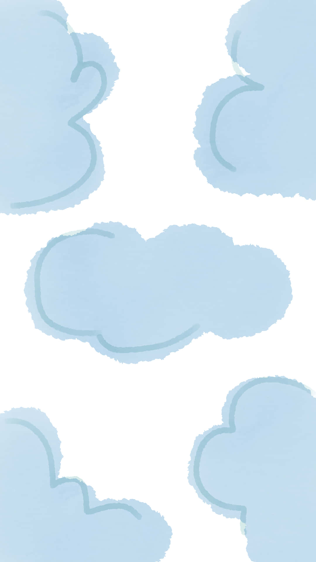 Light Blue Preppy Cloud Pattern Wallpaper