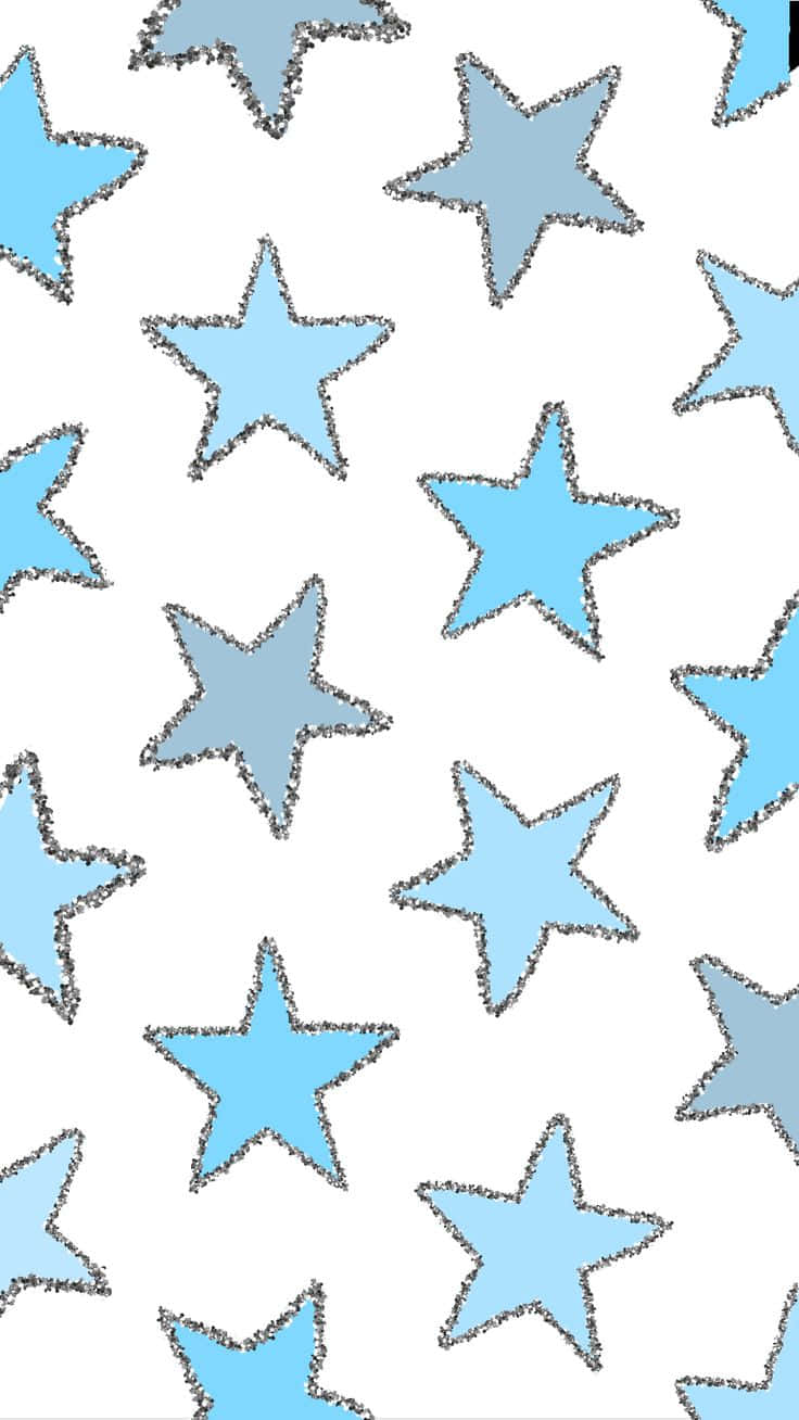 Light Blue Preppy Star Pattern Wallpaper