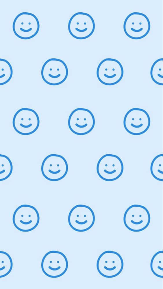 Light Blue Smiley Face Pattern Wallpaper